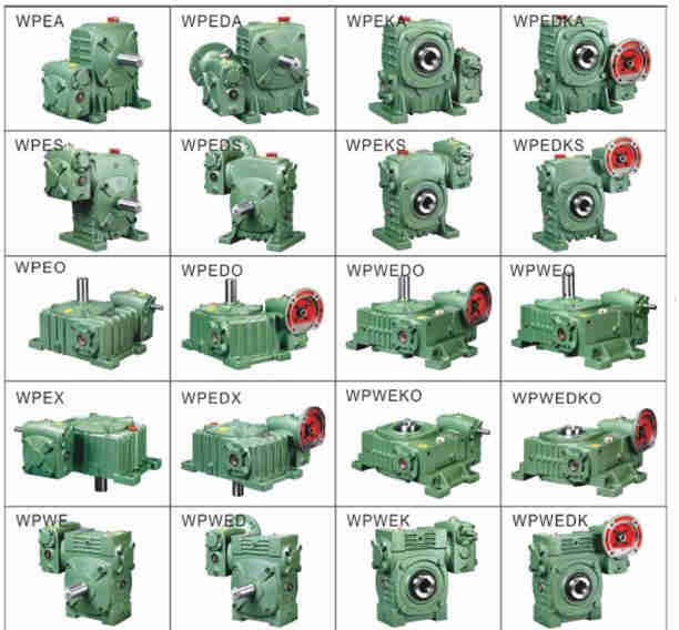 Large Reduction Ratio Wp Series Wpa / Wps / Wpo / Wpx Geared Motor Horizontal Worm Gear Reducer With Motor 40-250