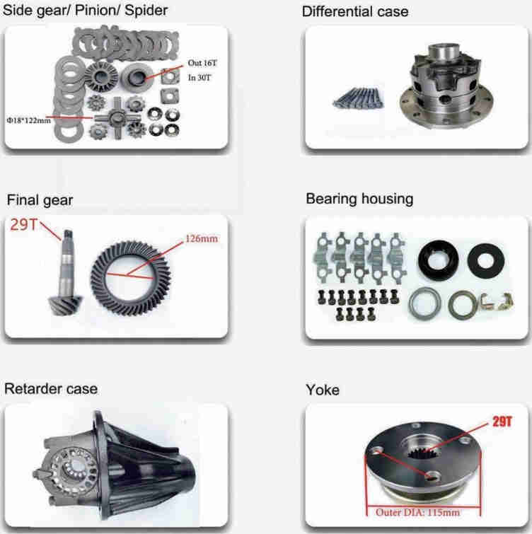 Rear Differential Parts Accessories Fit for Toyota Hiace H200 With Side Final Gear Pinion Spider Retarder Case Yoke