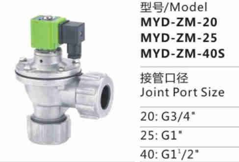 High Quality Durable Using Various MYD Series MYD-ZM-40S Stainless Steel Medium-pressure Electromagnetic Pulse Valve