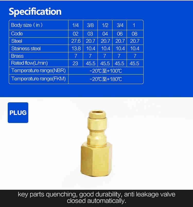 Non-Valve Series 1/4 Size BSP/NPT Thread Hand Plate Hydraulic Pressure Coupling Interchange for Hansen High Pressure Washer