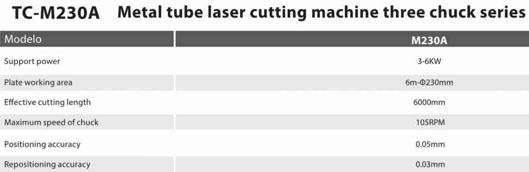 TC-M230A Customized 3-6kw Three Chuck Series Tube & Pipe Fiber Laser Cutting Machine for Metal Tube