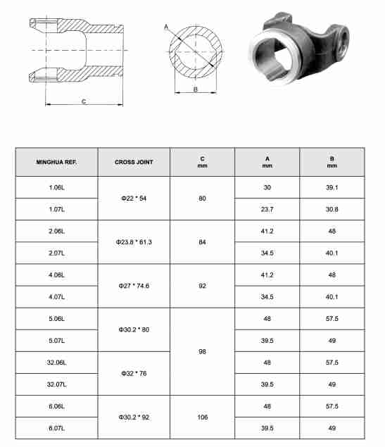 Agricultural Pto Shaft Connect Parts Driveshaft Yoke U Joint Front Splined slip Yoke of Engine