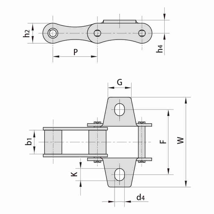 S Type Steel Agricultural Conveyor Roller Chain K1 Attactment Transmission Chains S32K1 S42K1 S45K1 S51K1 S52K1 S55K1 S62K1