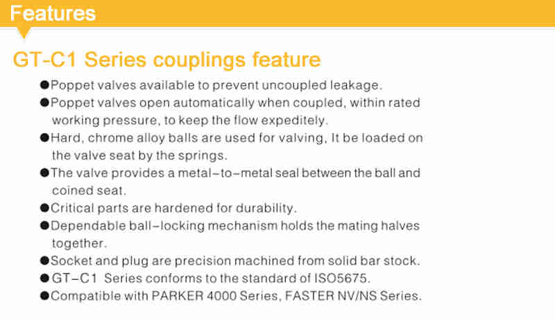 ISO5675 Series 3/8 Sizes Ball Valve Type  Parker 4000  NPT/BSP Thread Quick Release Coupling&quick Disconnect Coupler