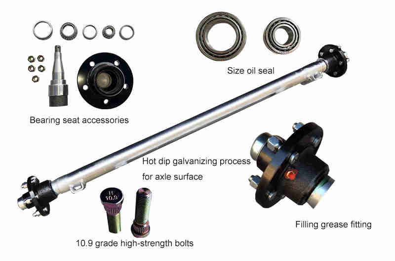 High Quality Yacht Trailer Axle Tire Steel Ring Supporting Axle Assembly Yacht Trailer Parts