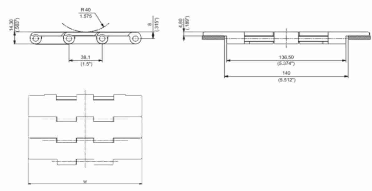 821 Series Double Hinged Straight Run Chain Plate Plastic Chain