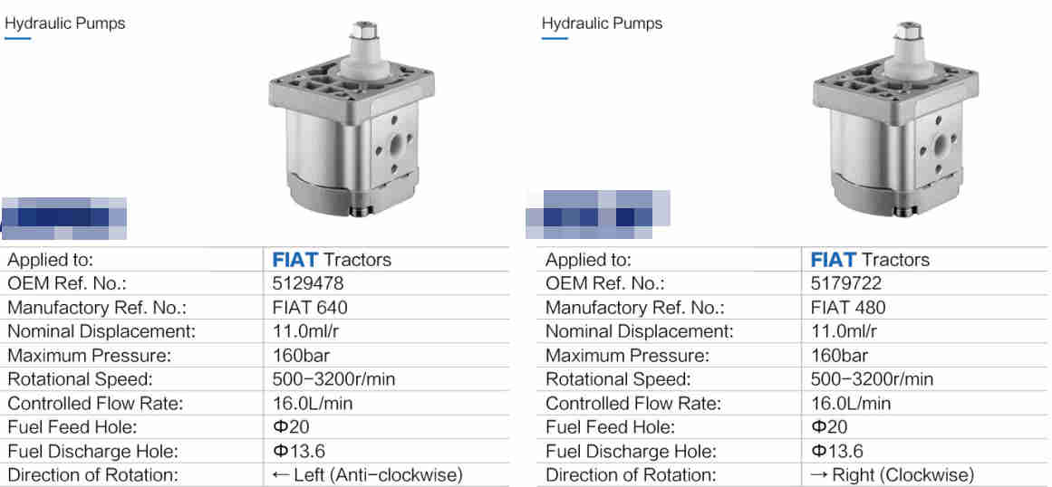 Agricultural Parts 160bar Gear Hydraulic Pumps Flat Tractor Replacement Left/right  Hydraulic Pump
