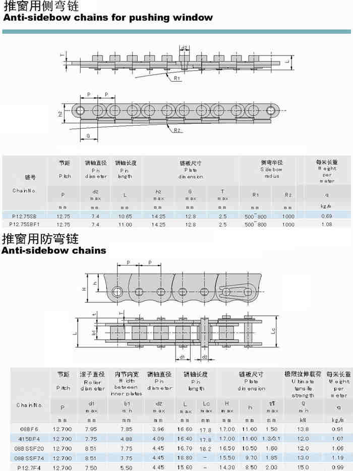 Side Bow Chain for Pushing Window