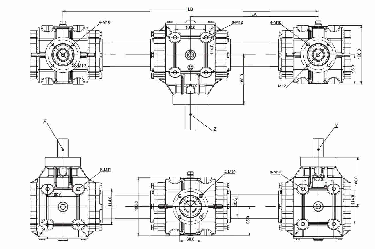 Fertilizer Broadcaster Fertilizer Seeder Round square Gearbox Speed Reducer Fertilizer Seeder Gear Drive Gearbox for Sale