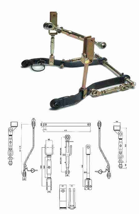 Tractor Front Hitch System Top Link 3 Point Linkage Kit for CAT1 CAT2 Trailer Agricultural Spare Parts