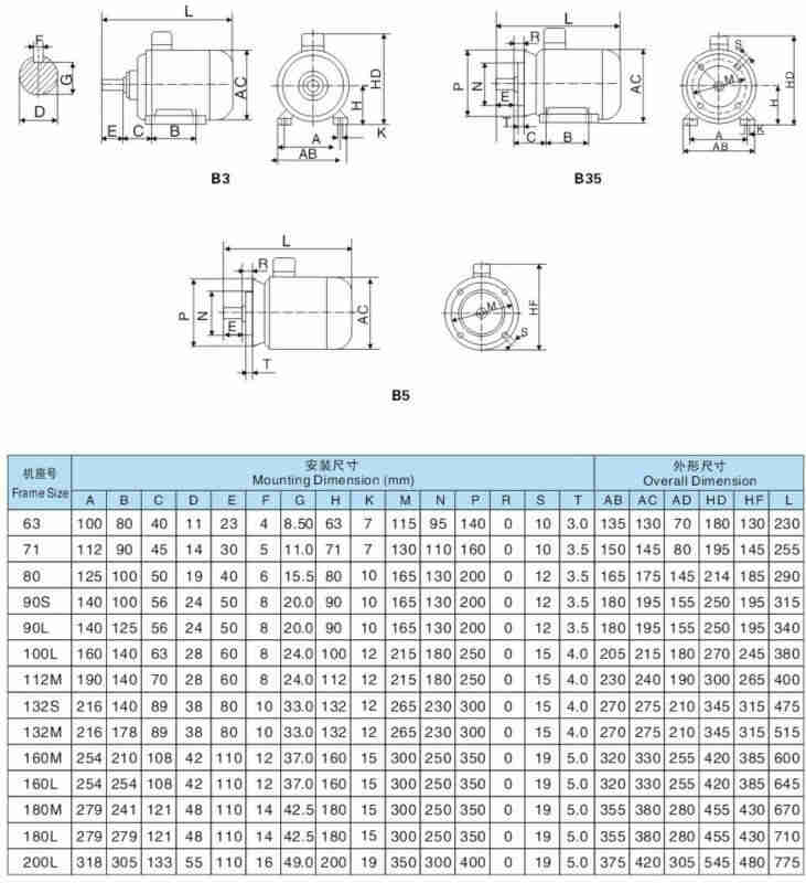 Y2 Three Phase AC Electric Motor