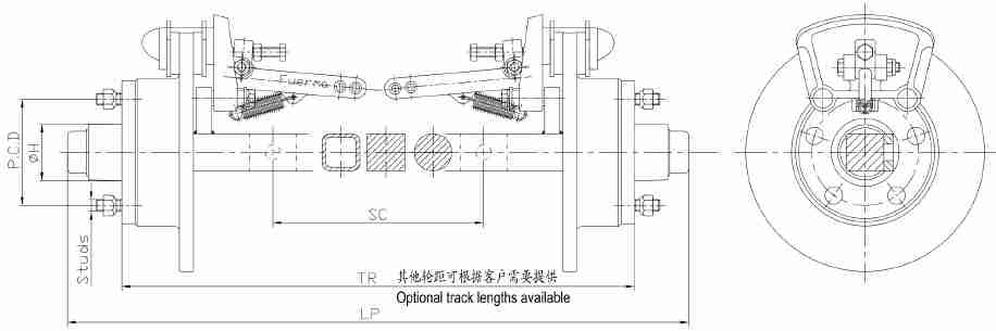 FAPJ2F5 FAPJ1.5F5 FAPJ1F5 FAPJ0.5F5 Light Trailer Axle Straight Axle With Disc Brake Series
