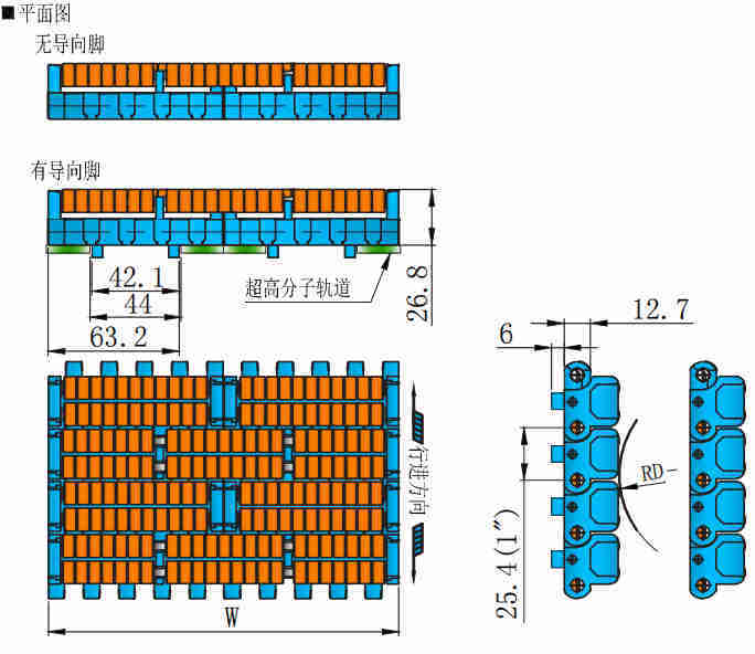 Special Design Widely Used 1005 Series Heavy Duty Belt Low Back Pressure LBP Ball Plastic Chain for Sale