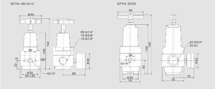 Good Quality QTYH-40/50 Air High pressure reducing valve for sale