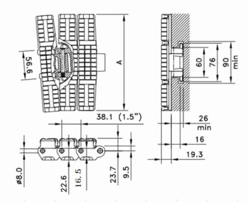 823 Heavy Duty Plastic Sideflex Run Single Hinge Hook Foot Curved Roller Leaf Chain
