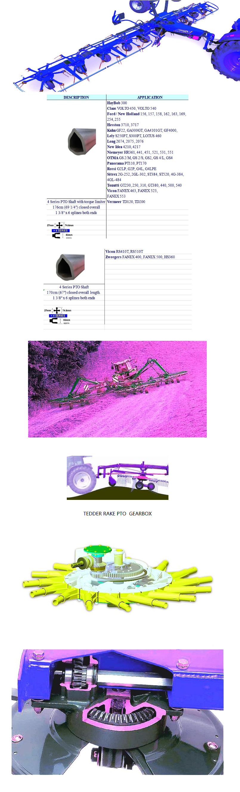 Tedder Rake Pto Drivelines and Gearbox
