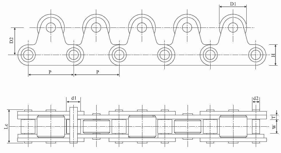 2080-TRSS Stainless Steel Short Pitch Double Pitch Top Stainless Steel Roller Chain and Sprockets in Steel
