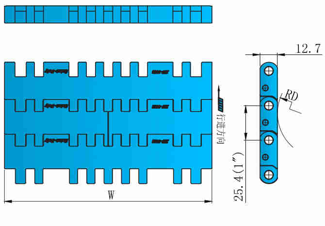 Wholesale Customized 7705 Series 25.4mm Pitch Flat Top Chain Network Plastic Chain for Sale