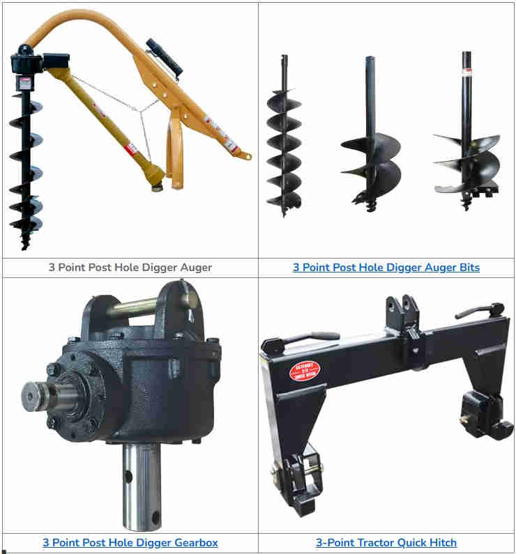 Model 1000 Heavy Duty 3-Point Post Hole Digger for Cat 1 & 2 Tractors
