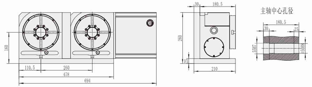WT-170-2W CNC Milling Machining Center Lathe Machine CNC Turntable Rotary Table