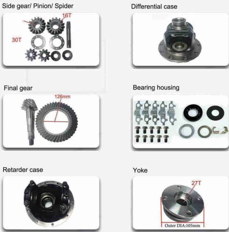 Rear Differential Parts Accessories Fit for Toyota Hiace H100 R With Side Final Gear Pinion Spider Retarder Case Yoke
