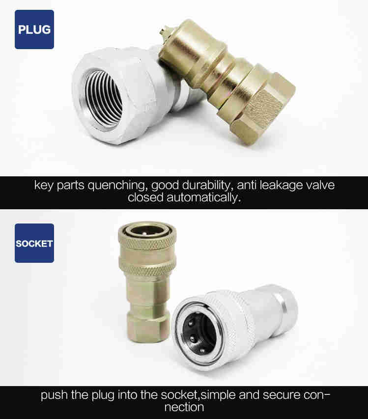 ISO-7241-B  1/4  Inch  BSP/NPT Thread Female /male   Steel /bass  Hydraulic Hose Quick Disconnect Couplers