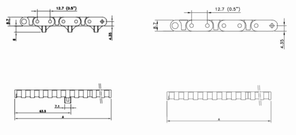 500 Series Grid Straight Run Belt Flat Chain Mesh