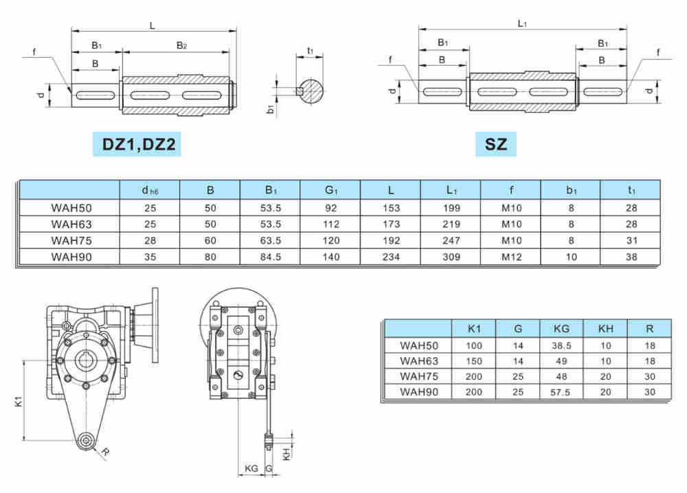 1480rpm Input Speed Reducer Worm Reductor WAH63 75 Hypoid Gearbox