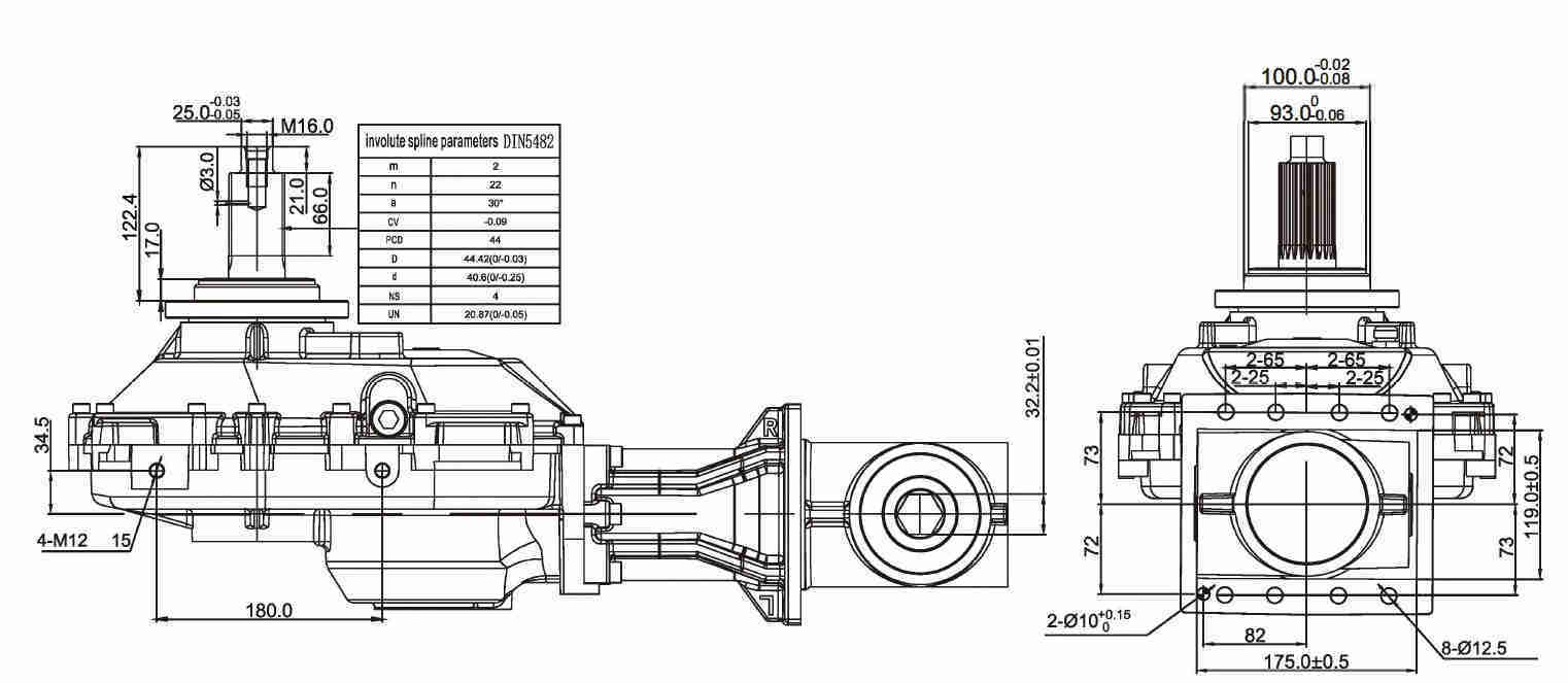 Forage Harvester Speed Reducer Gear Drive Silage Machine Gearbox for German Champion Four Disc (Type 3500)