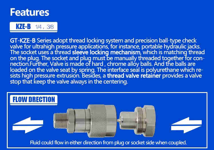 KZE-B 3/8  Inch Cone Valve  NPT/BSP  Threaded Locked Type 10000PSI/700BAR Super High Pressure Hydraulic Connector and Coupling