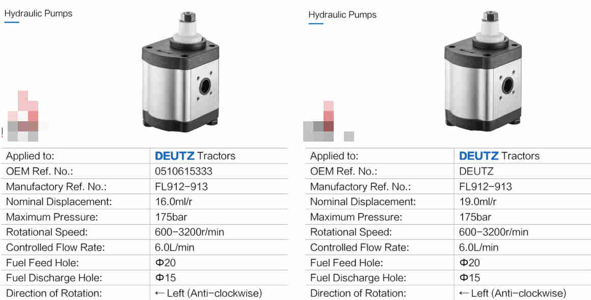 Agricultural Parts Left Hydraulic Pump Replacement of Deutz 0510615333 Type Tractor Gear Hydraulic Pump for Sale
