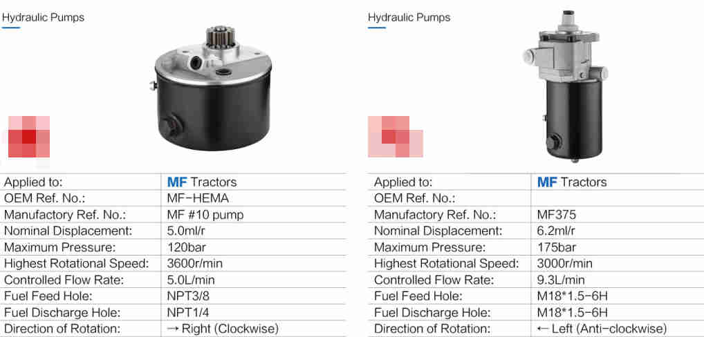 160/120/175/bar Left/right Gear Hydraulic Pumps Replacement of MF375 MF385 Massey Ferguson Tractor Hydraulic Gear Pump