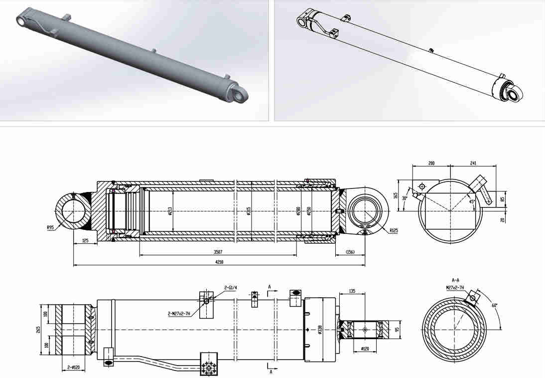HCYY11112021 Good Quality Professional Factory 1155kg Main Boom Angle Hydraulic Cylinder for Truck Crane Vehicle