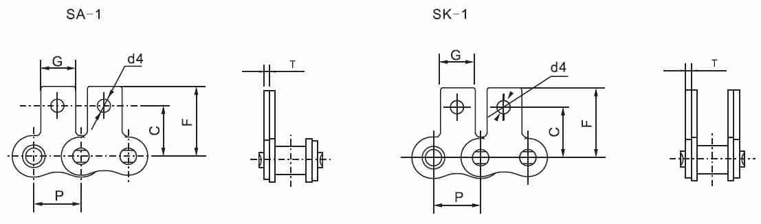 SS12A SS60 Stainless Steel Short Pitch Conveyor Chain with Attachment SA-1& SK-1 and Sprockets in Steel