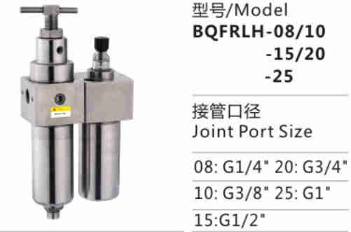 Good Quality BQFRLH-15/20 Stainless steel high pressure air source processing parts for sale