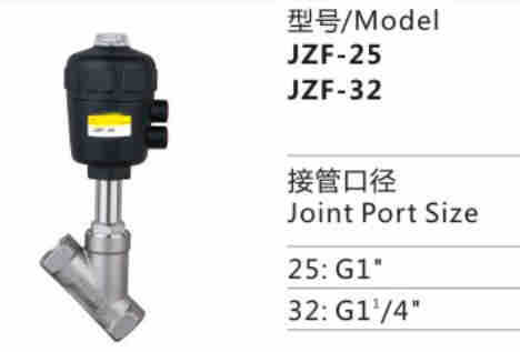 Widely Used JZF Series JZF-32 Plastic Thread Connection Piston-operated Angle-seat Valve