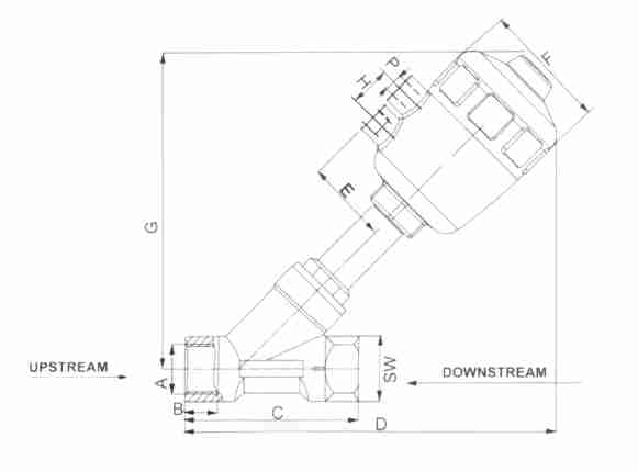 Durable Using JZF Series JZF-40 Plastic Thread Connection Piston-operated Angle-seat Valve