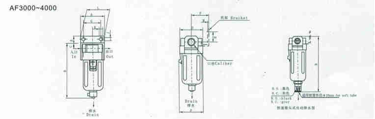 AF Series AF3000-03/02 Air Filter Combination Source Treatment Unit Pneumatic Parts for Compressed Air System