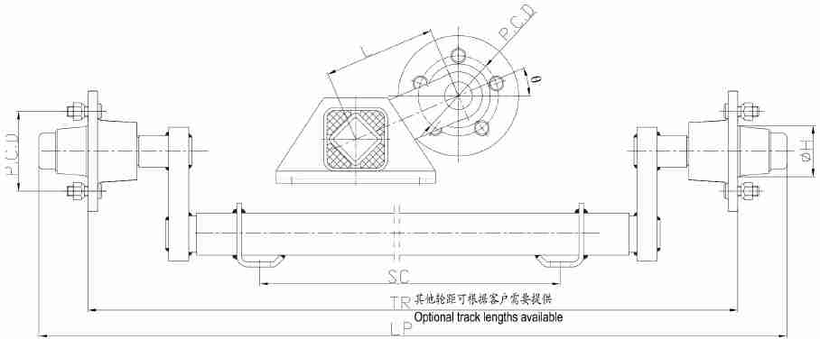 Trailer Axle FANW0.5F5 FANW0.75F5 FANW1F5 FANW1.25F5 FANW1.5F5 FANW1.8F5 Torsion Trailer Axle Without Brake Series