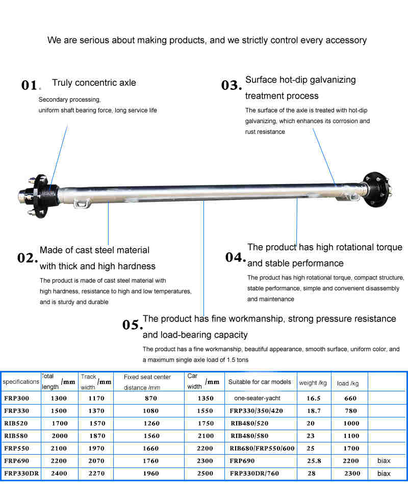 High Quality Yacht Trailer Axle Tire Steel Ring Supporting Axle Assembly Yacht Trailer Parts